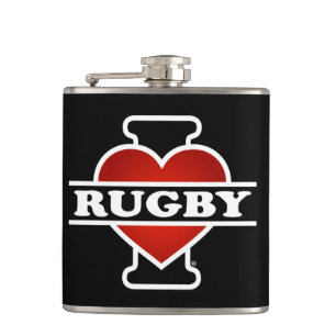 I Love Rugby Flask