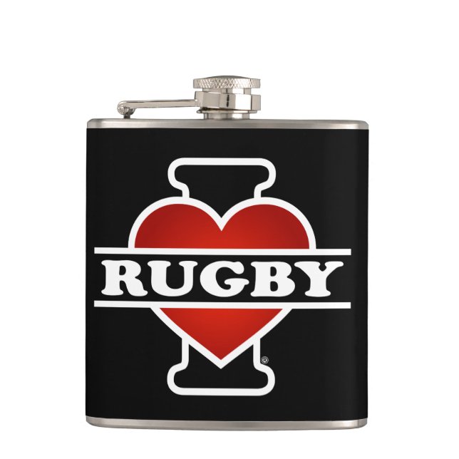 I Love Rugby Flask (Front)