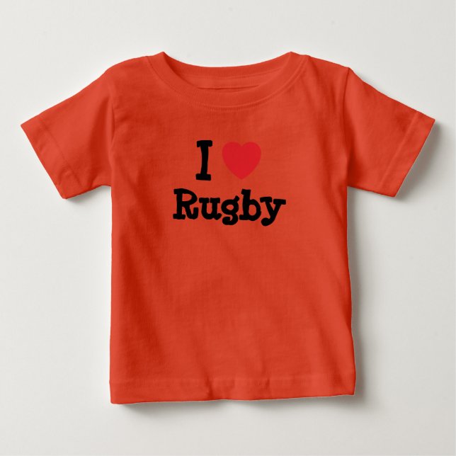 I love Rugby heart custom personalized Baby T-Shirt (Front)