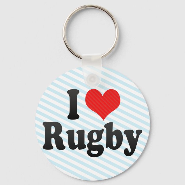 I Love Rugby Keychain (Front)