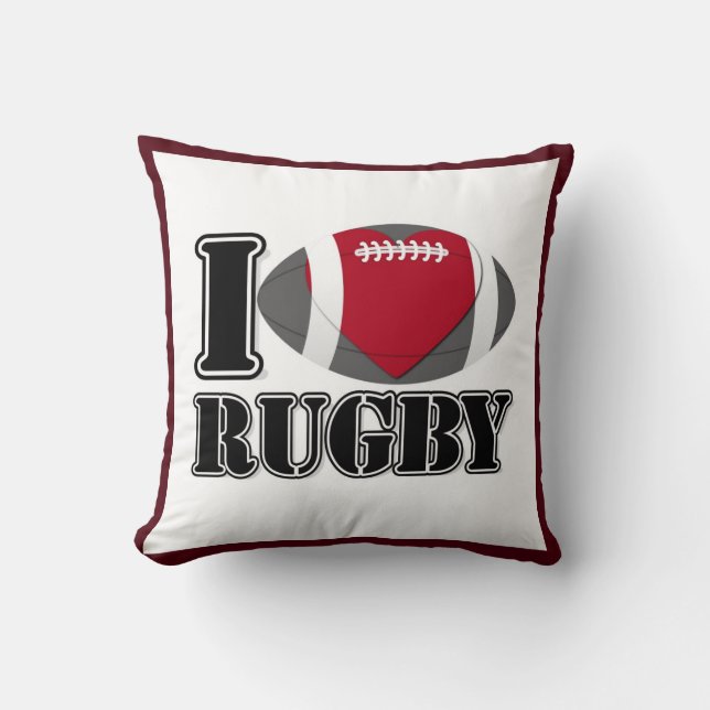 I Love Rugby Pillow (Front)