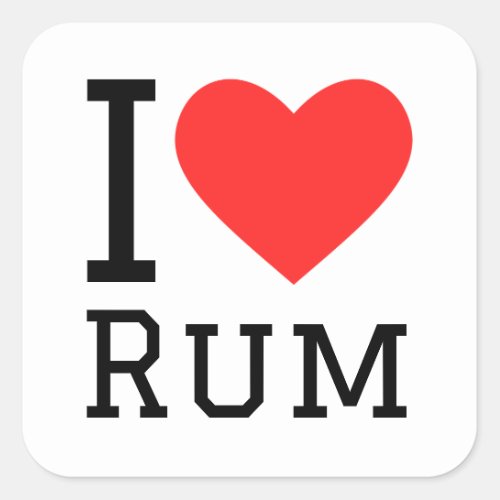 I love rum square sticker