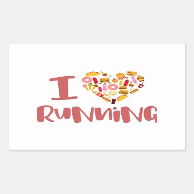 I Love Running (For Food) Rectangular Sticker