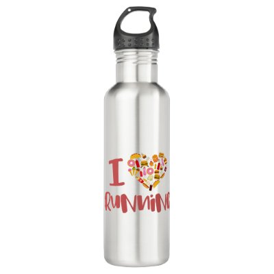 I Love Running (For Food) Stainless Steel Water Bottle