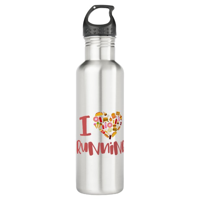 I Love Running (For Food) Stainless Steel Water Bottle (Front)