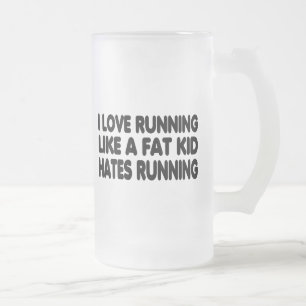 I Love Running Frosted Glass Beer Mug