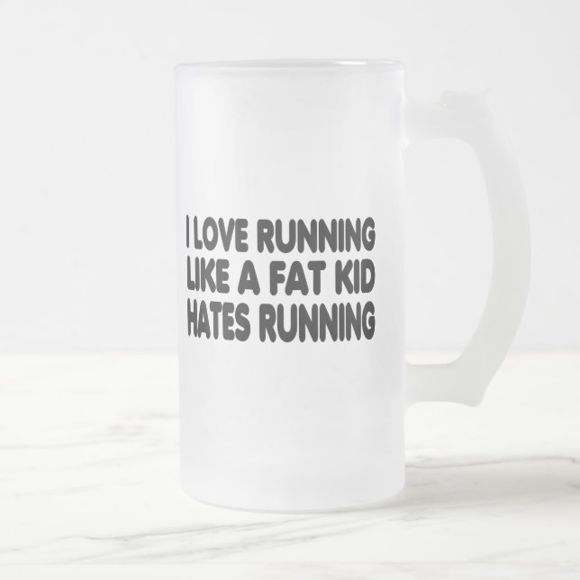 I Love Running Frosted Glass Beer Mug (Right)