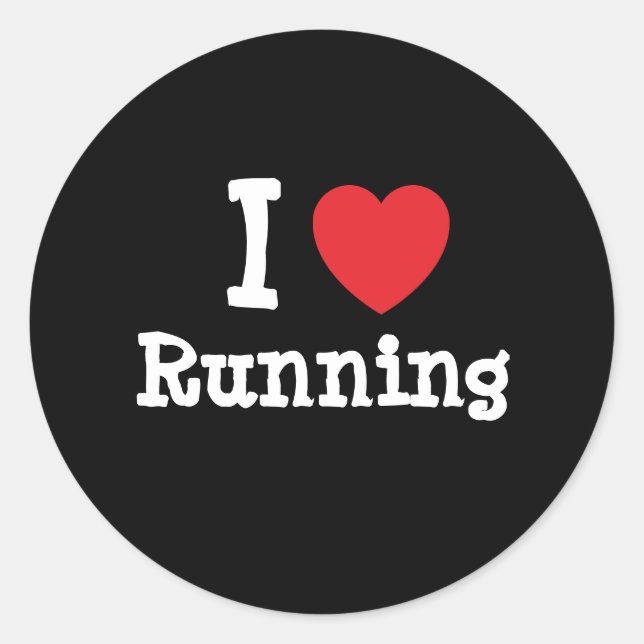 I love Running heart custom personalized Classic Round Sticker (Front)