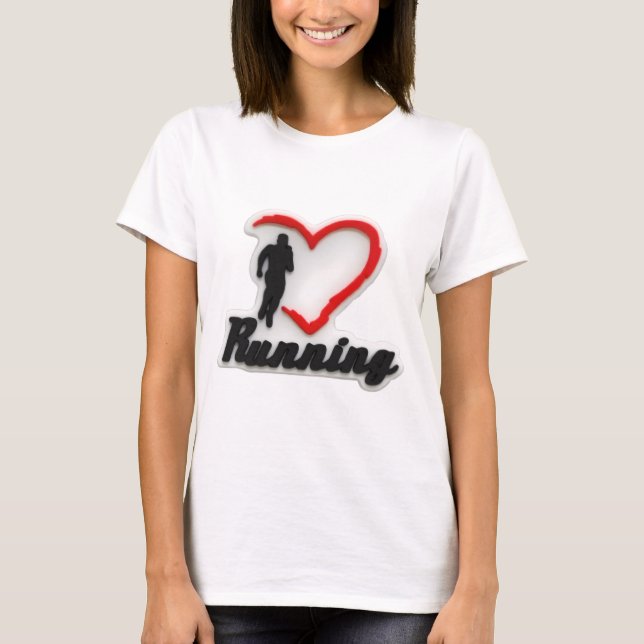 I Love Running Heart Runner T-Shirt (Front)