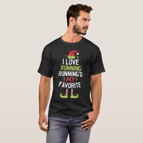 I Love Running Runnings My Favorite Christmas Elf T_Shirt