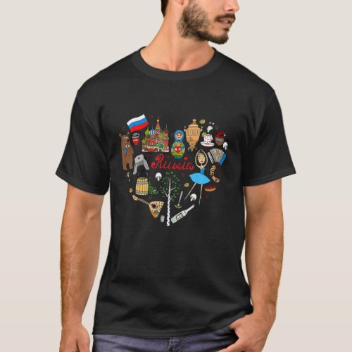 I Love Russia Cute Funny Moscow Russian Symbol T_Shirt