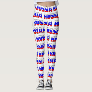 I Love Russia Flag Colors Typography Pattern Cute Leggings