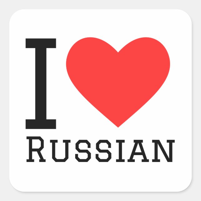 I love Russian  Square Sticker (Front)