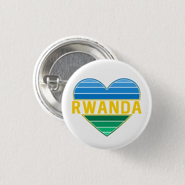 I Love Rwanda, Rwandan Rwandese Heart Button (Front & Back)