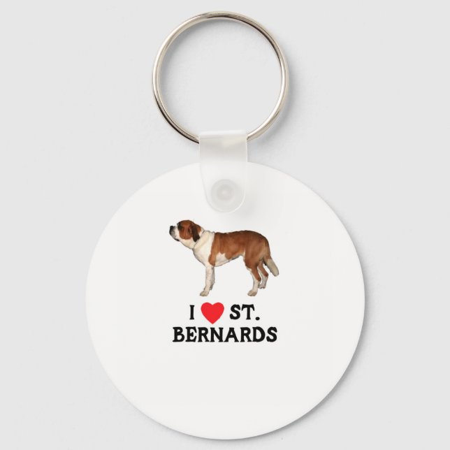 I Love Saint Bernards Keychain (Front)