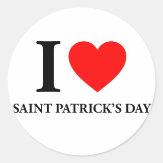 I Love Saint Patrick's Day Classic Round Sticker