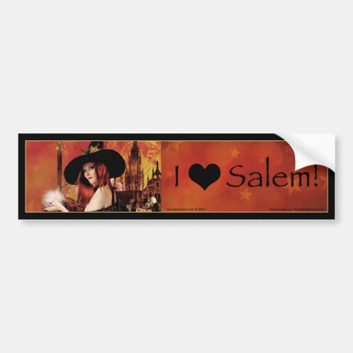 I Love Salem Witch Bumper Sticker