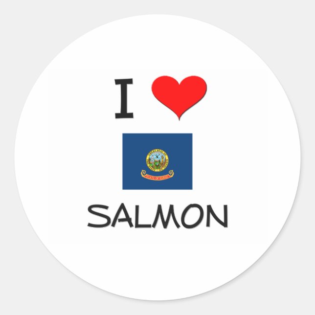 I Love SALMON Idaho Classic Round Sticker (Front)