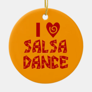 I Love Salsa Dance Custom Dancing Lover Ceramic Ornament
