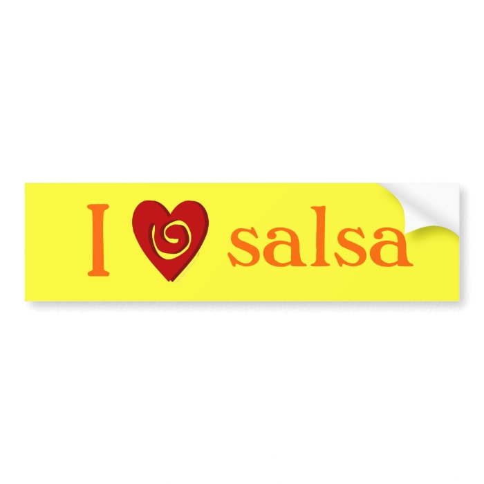 I Love Salsa Dancing Heart Yellow Bumper Sticker