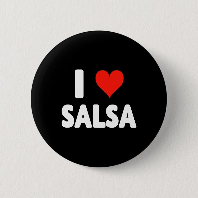 I Love Salsa Heart Dance Dancer Dancing Studio Mex Button (Front)