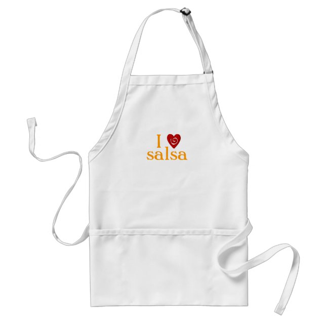 I Love Salsa Swirl Heart Latin Dancing Custom Adult Apron (Front)