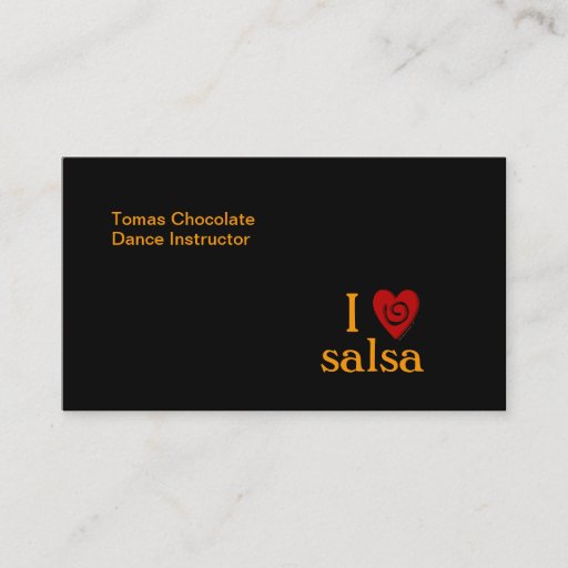 Customizable I Love Salsa Swirl Heart Latin Dancing Custom Business Cards