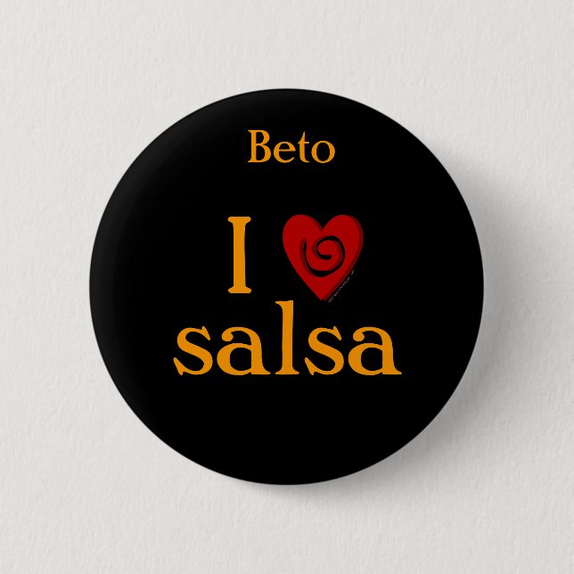 I Love Salsa Swirl Heart Latin Dancing Custom Button (Front)