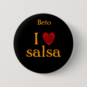 I Love Salsa Swirl Heart Latin Dancing Custom Button
