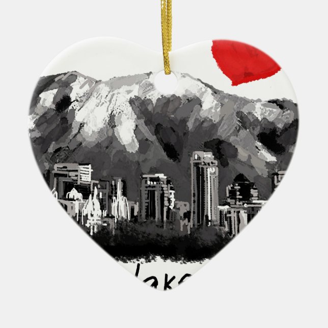 I love Salt Lake City Ceramic Ornament (Front)