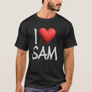I Love Sam Name Personalized Girl Woman Friend Hea T-Shirt