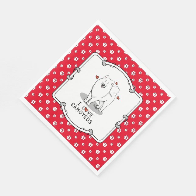 I Love Samoyeds  - dog cute hearts Sammie Napkins (Corner)