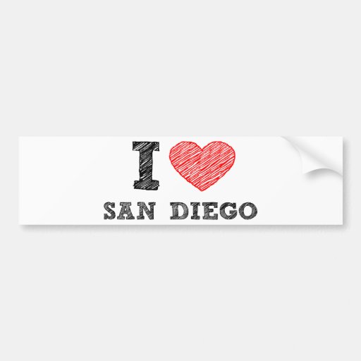 I Love San Diego Bumper Sticker | Zazzle