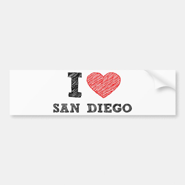 I Love San Diego Bumper Sticker (Front)