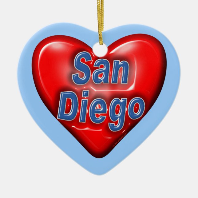 I Love San Diego Ceramic Ornament (Front)