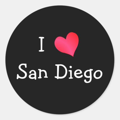 I Love San Diego Classic Round Sticker