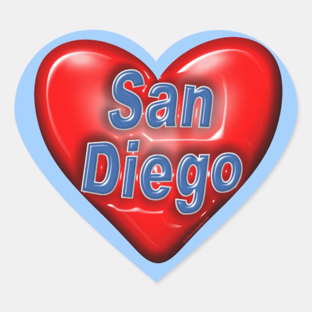 I Love San Diego Heart Sticker (Front)