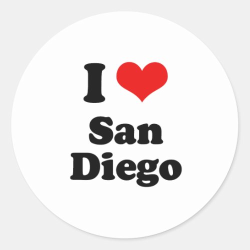 I Love San Diego T_shirt Classic Round Sticker