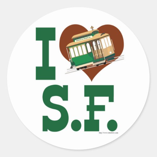 I love San Francisco Cable Cars Classic Round Sticker