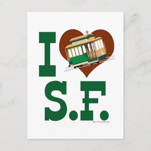 I love San Francisco Cable Cars Postcard