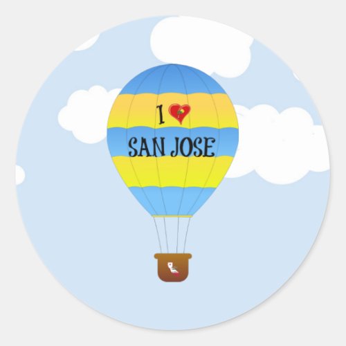 I Love San Jose hot_air balloon Classic Round Sticker