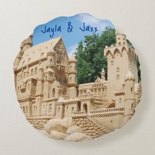I love Sandcastles Customize this yourself Round Pillow
