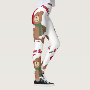I Love Santa Christmas Teddy Bear Leggings