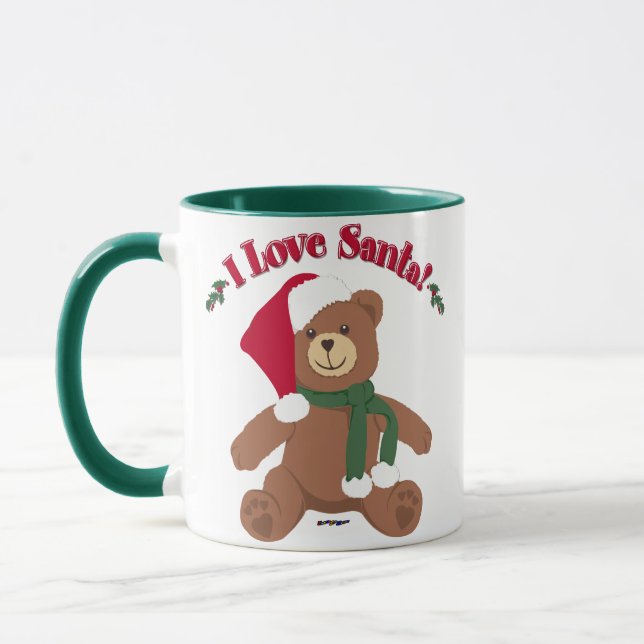 I Love Santa! Christmas Teddy Bear Mug (Left)