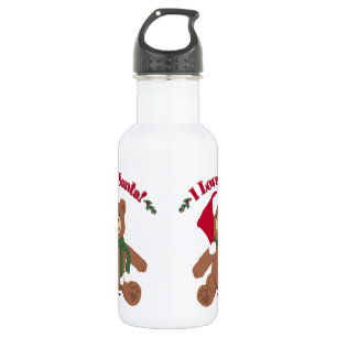 I Love Santa! Christmas Teddy Bear Water Bottle
