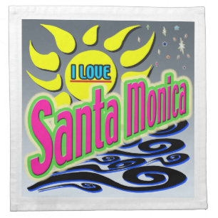 "I LOVE Santa Monica: Night Sunshine" Napkins! Cloth Napkin