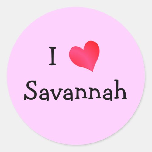 I Love Savannah Classic Round Sticker
