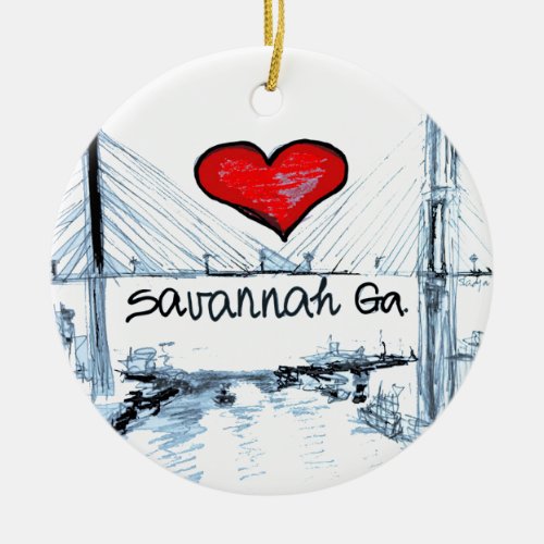 I love Savannah Ga Ceramic Ornament