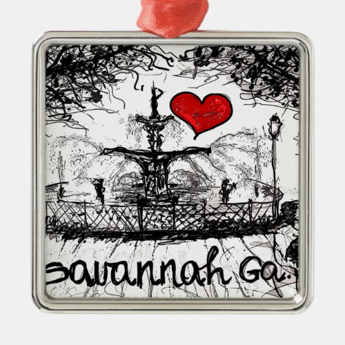 I love Savannah Ga Metal Ornament