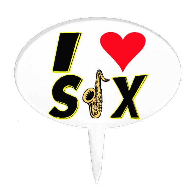 I Love Sax Cake Topper (Front)